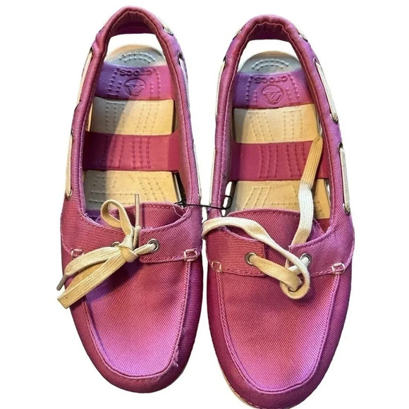 Crocs Beach Line‎ Hybrid Boat Shoe Women’s 9 Wild Orchid/Stucco EUC - Picture 1 of 14